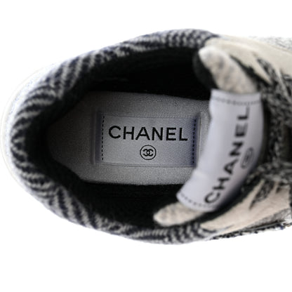 Chanel Fabric Suede Calfskin Womens CC Sneakers 36.5 Ivory Light Gray White 7 of 11
