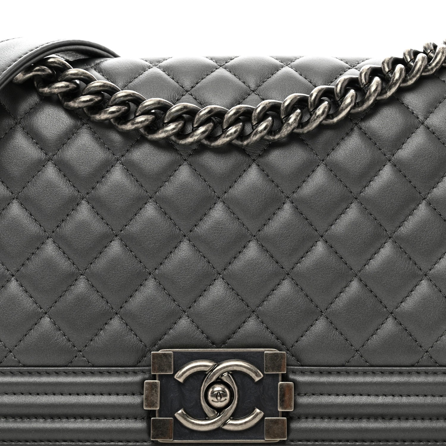 Chanel Lambskin Quilted Medium Boy Flap Dark Grey 5 of 12