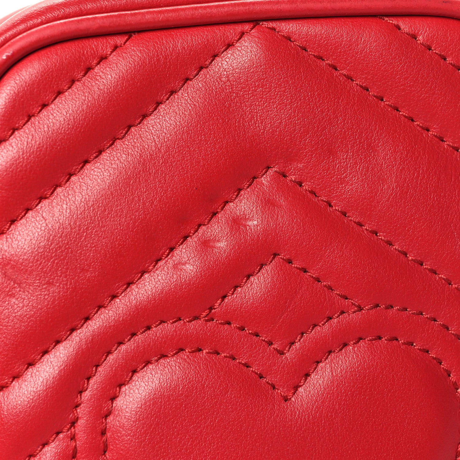 Gucci Calfskin Matelasse Mini GG Marmont Crossbody Bag Hibiscus Red 13 of 15