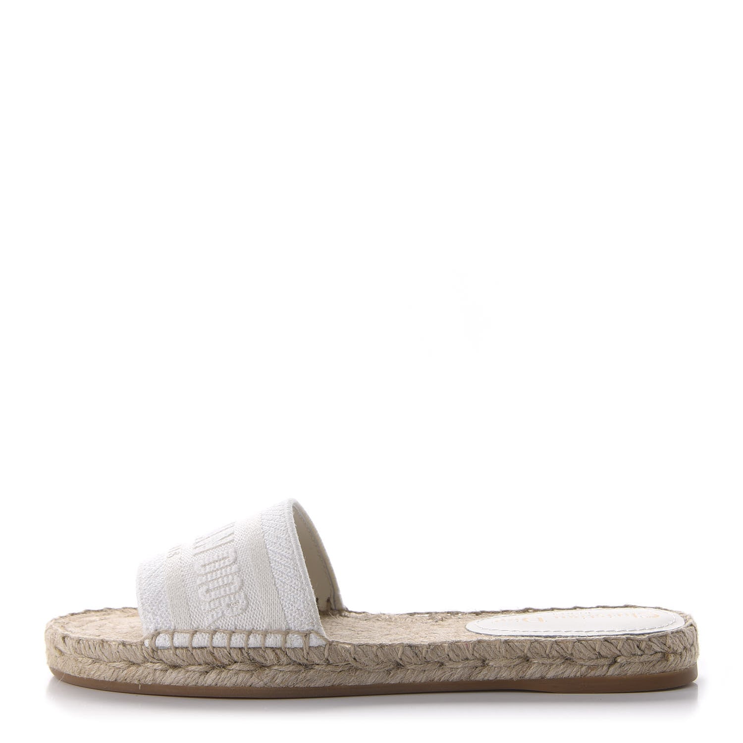 Christian Dior Canvas Embroidered Granville Espadrille Flat Slide Sandals 37 Ivory 1 of 10