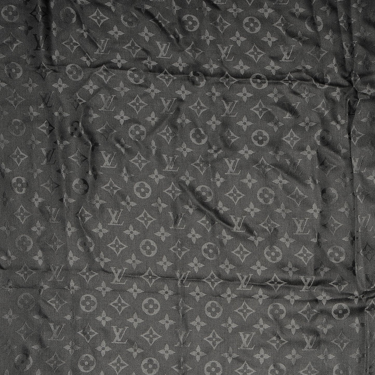 Wool Silk Monogram Shawl Anthracite