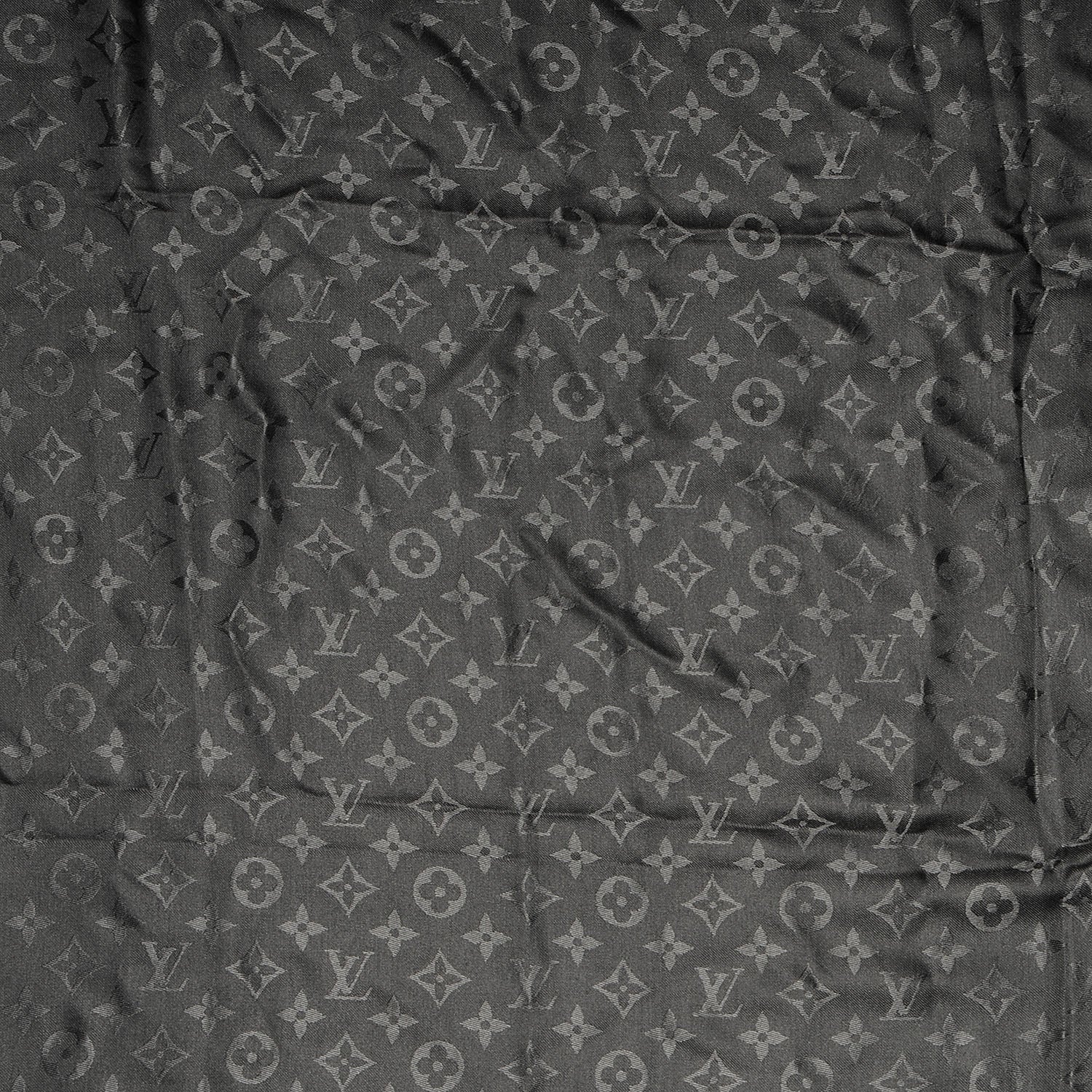 Louis Vuitton Wool Silk Monogram Shawl Anthracite 1 of 4