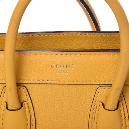 Celine Drummed Calfskin Nano Luggage Ocre 7 of 17