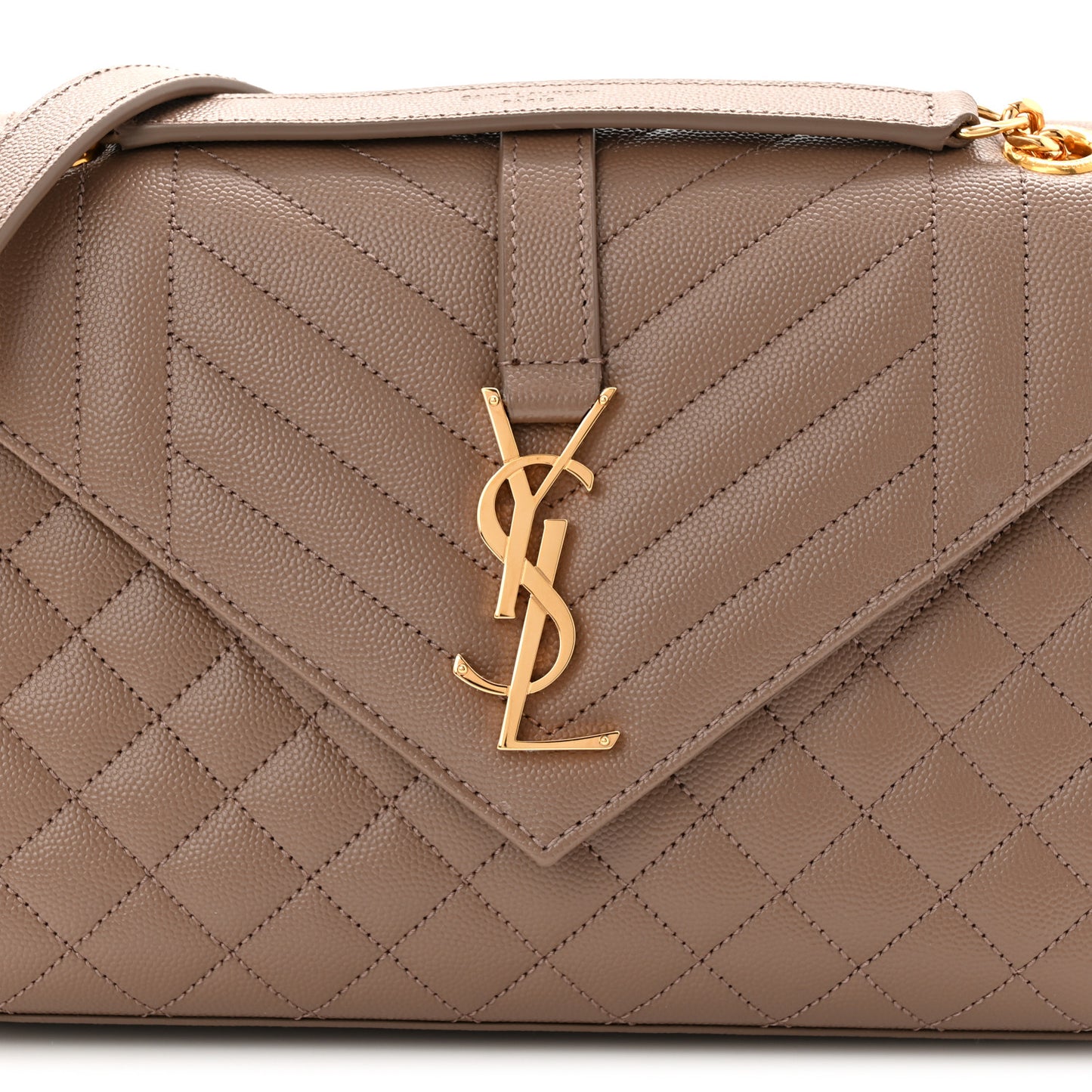 Grain De Poudre Textured Mixed Matelasse Triquilt Medium Monogram Satchel Taupe