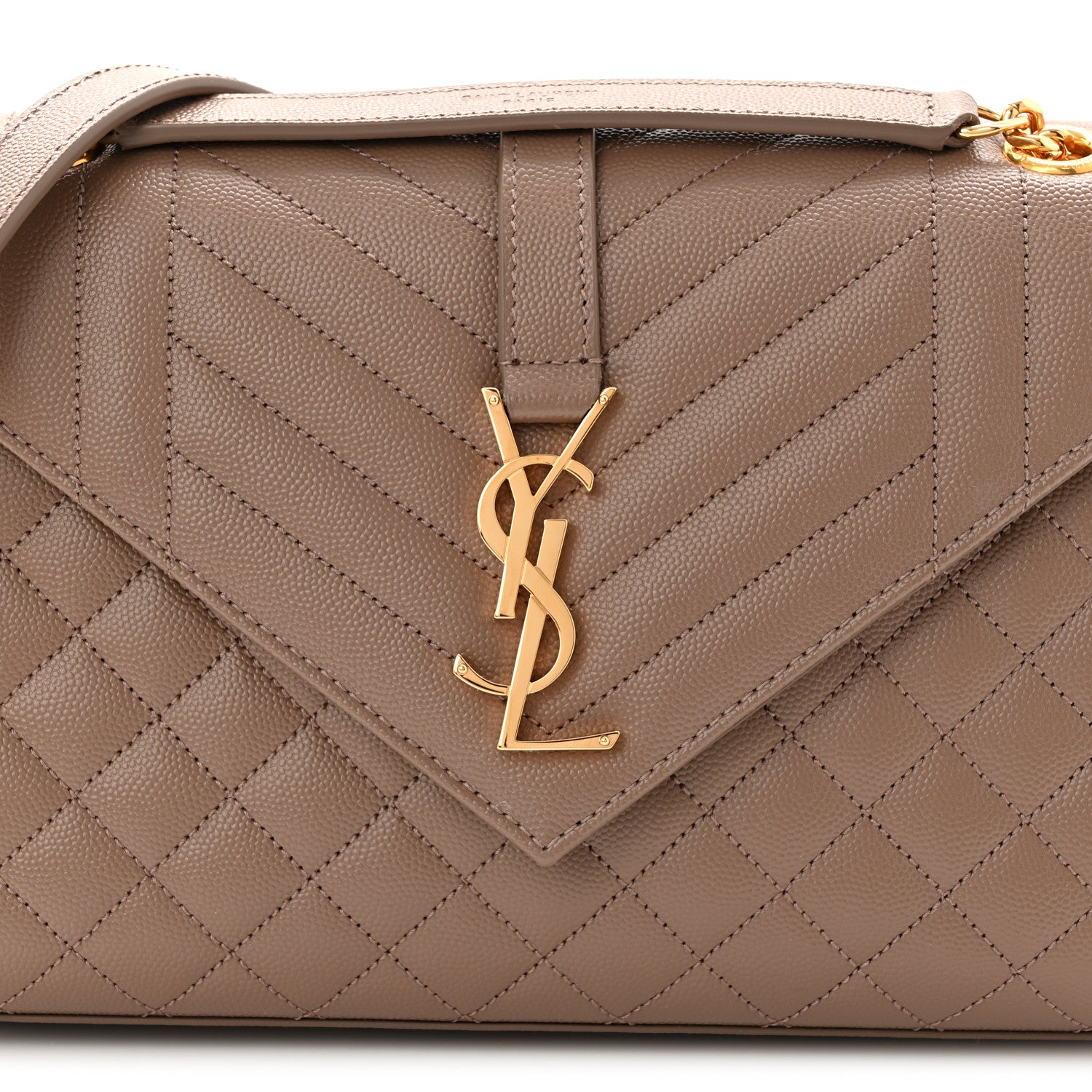 Saint Laurent Grain De Poudre Textured Mixed Matelasse Triquilt Medium Monogram Satchel Taupe 8 of 11