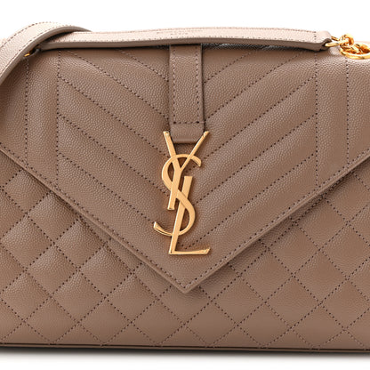 Saint Laurent Grain De Poudre Textured Mixed Matelasse Triquilt Medium Monogram Satchel Taupe 8 of 11