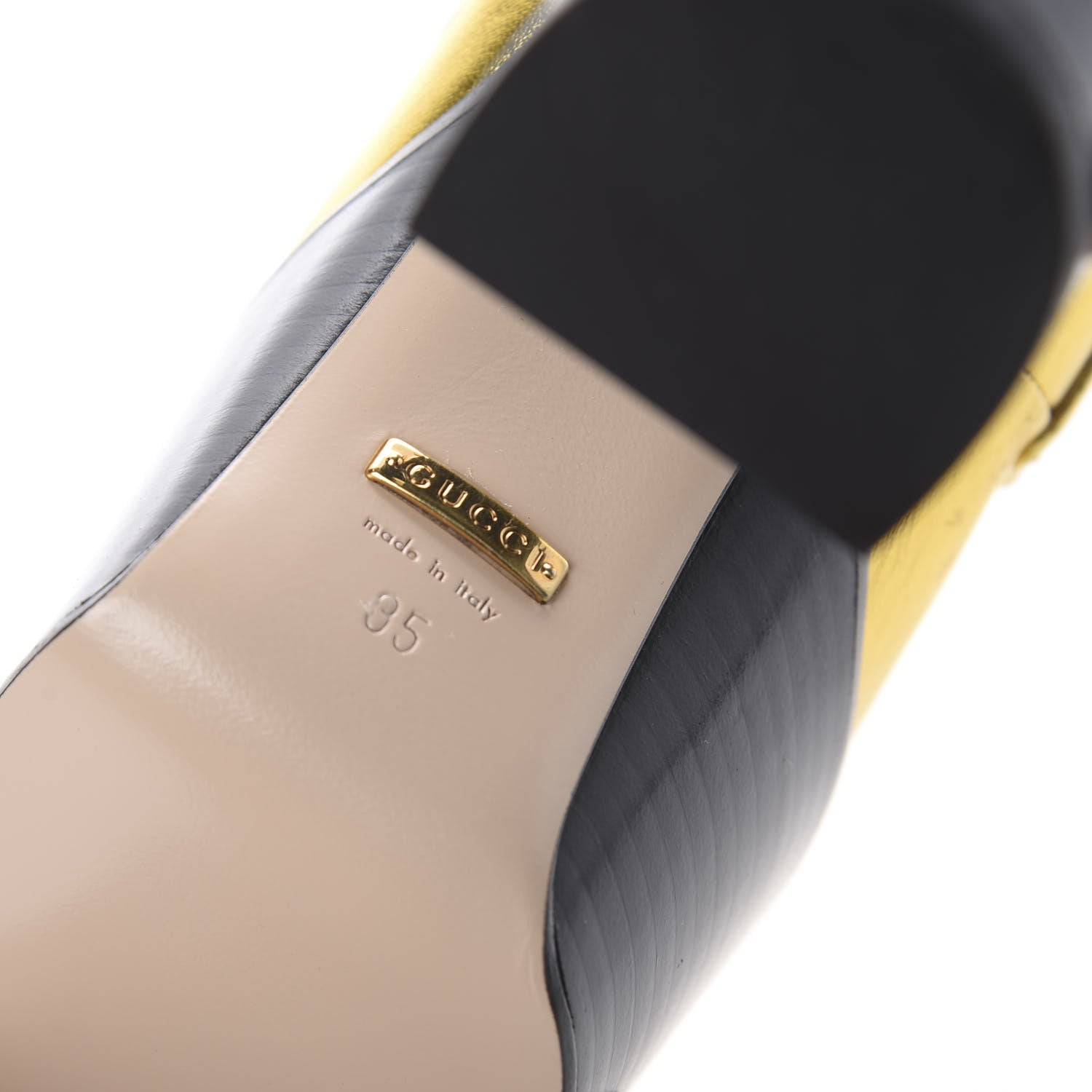 Gucci Malaga Kid Pearl Studded Vegas Platform Loafers 35 Gold 7 of 7