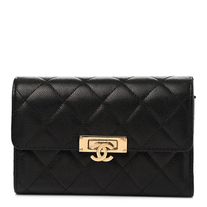 Chanel Caviar Quilted Small Golden Class Flap Wallet Black 1 of 7