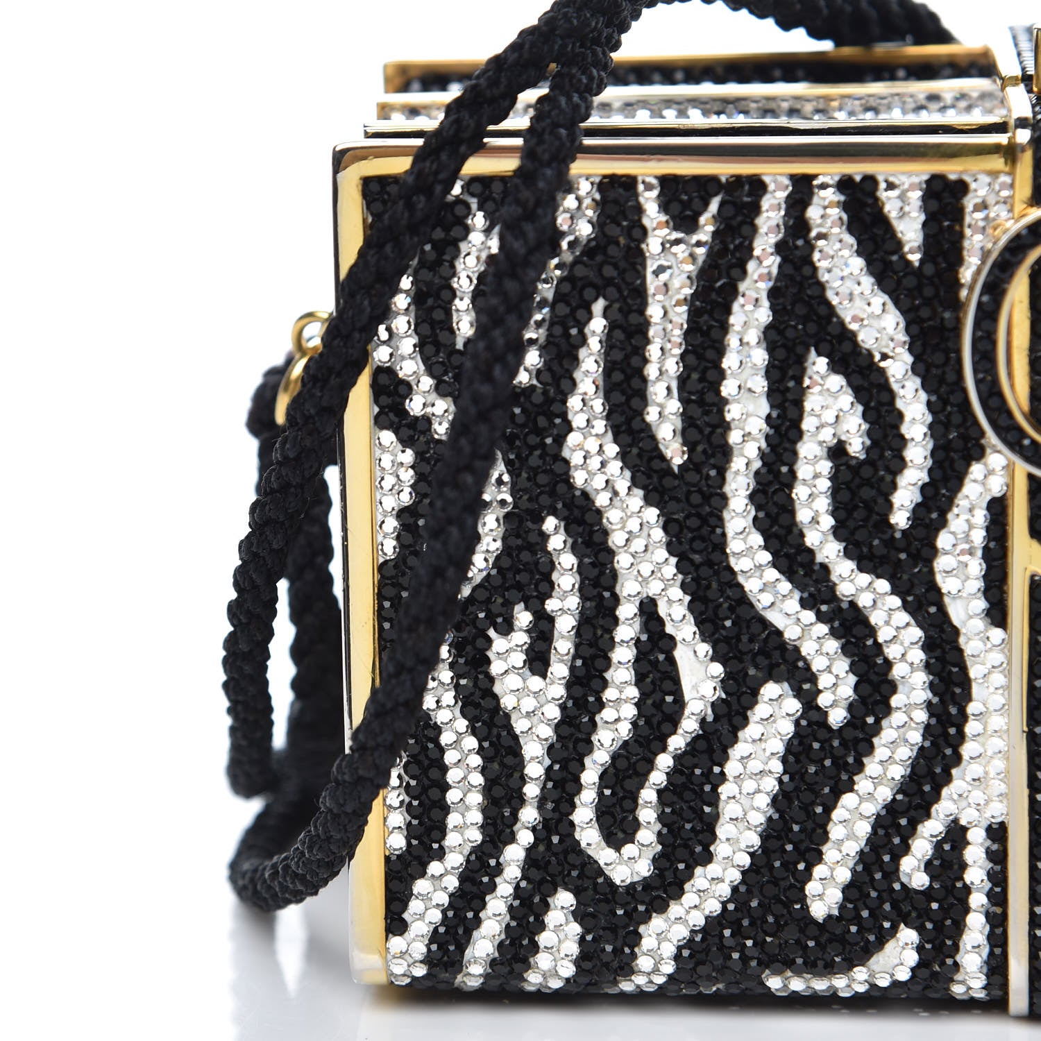 Judith Leiber Swarovski Crystal Zebra Miniaudiere Clutch Black Silver 10 of 17