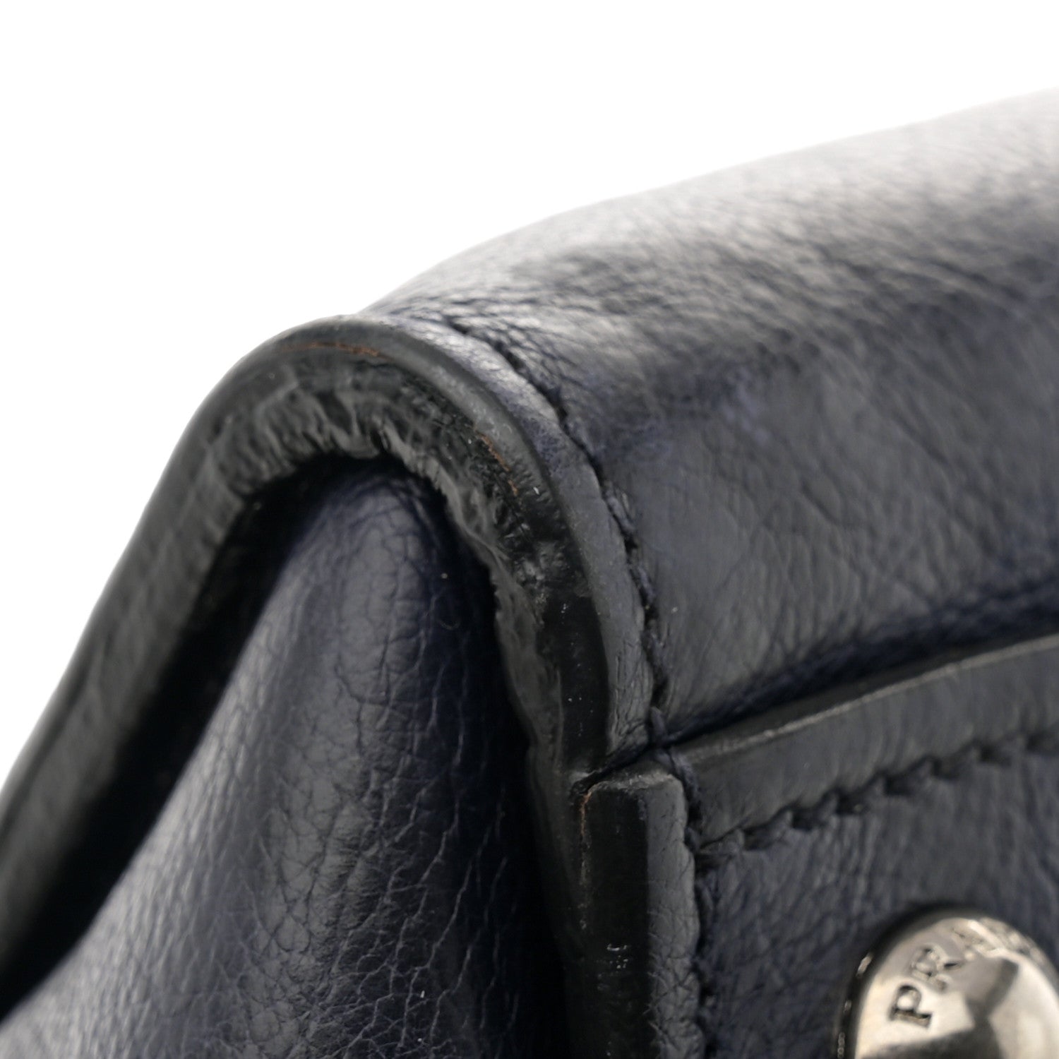 Prada Glace Calfskin Twin Pocket Tote Denim 15 of 16
