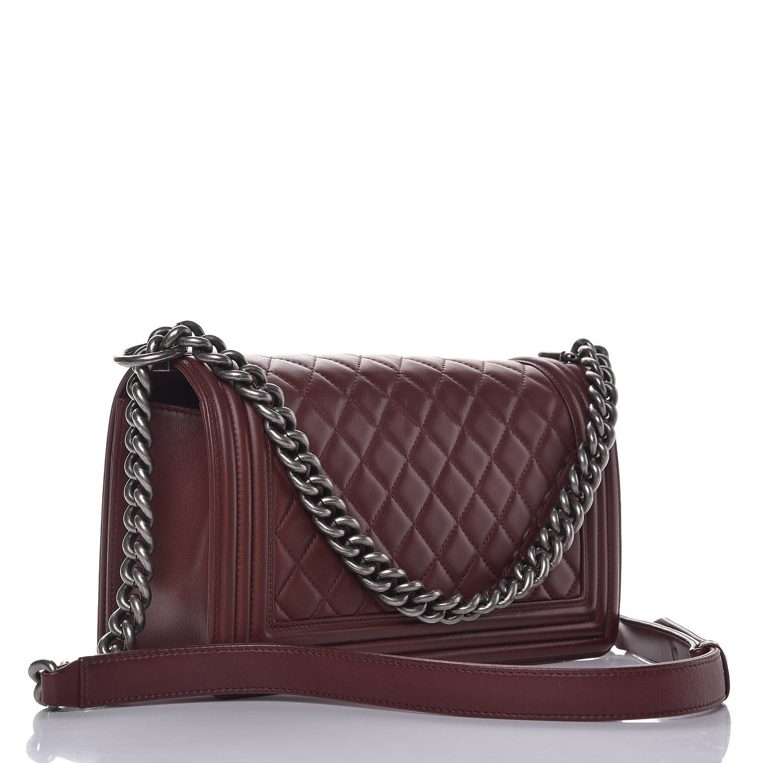 Chanel Lambskin Quilted Medium Boy Flap Burgundy 3 of 12