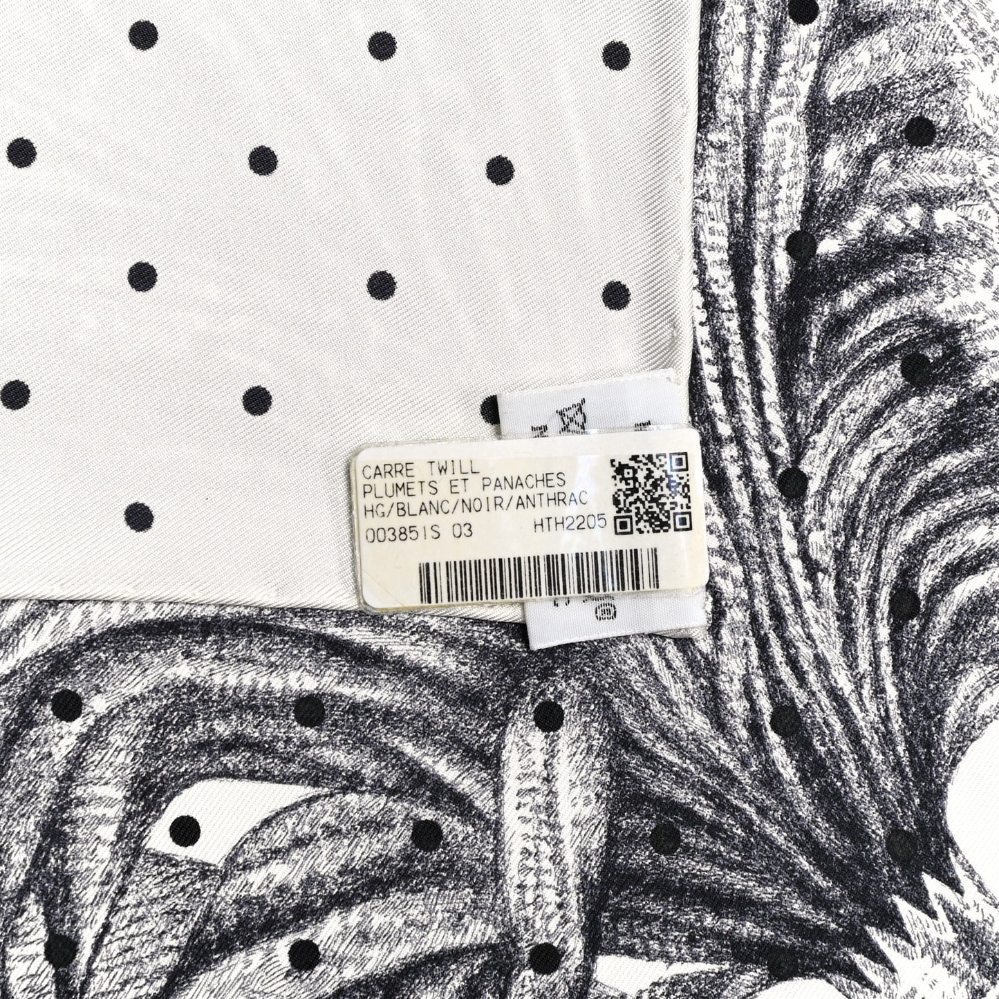Silk Plumets Et Panaches Scarf 90 White Black Anthracite