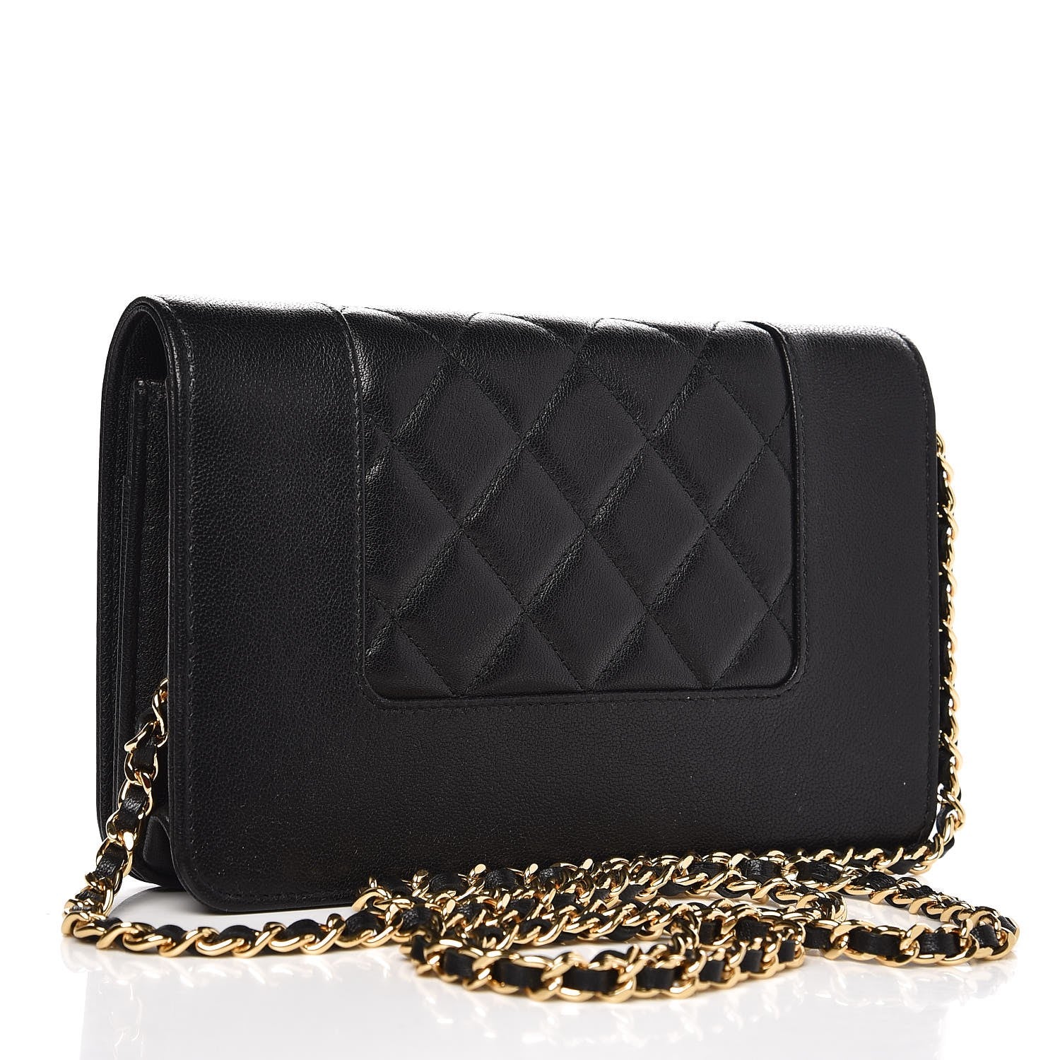 Chanel Sheepskin Quilted Mademoiselle Vintage Wallet On Chain WOC Black 3 of 10