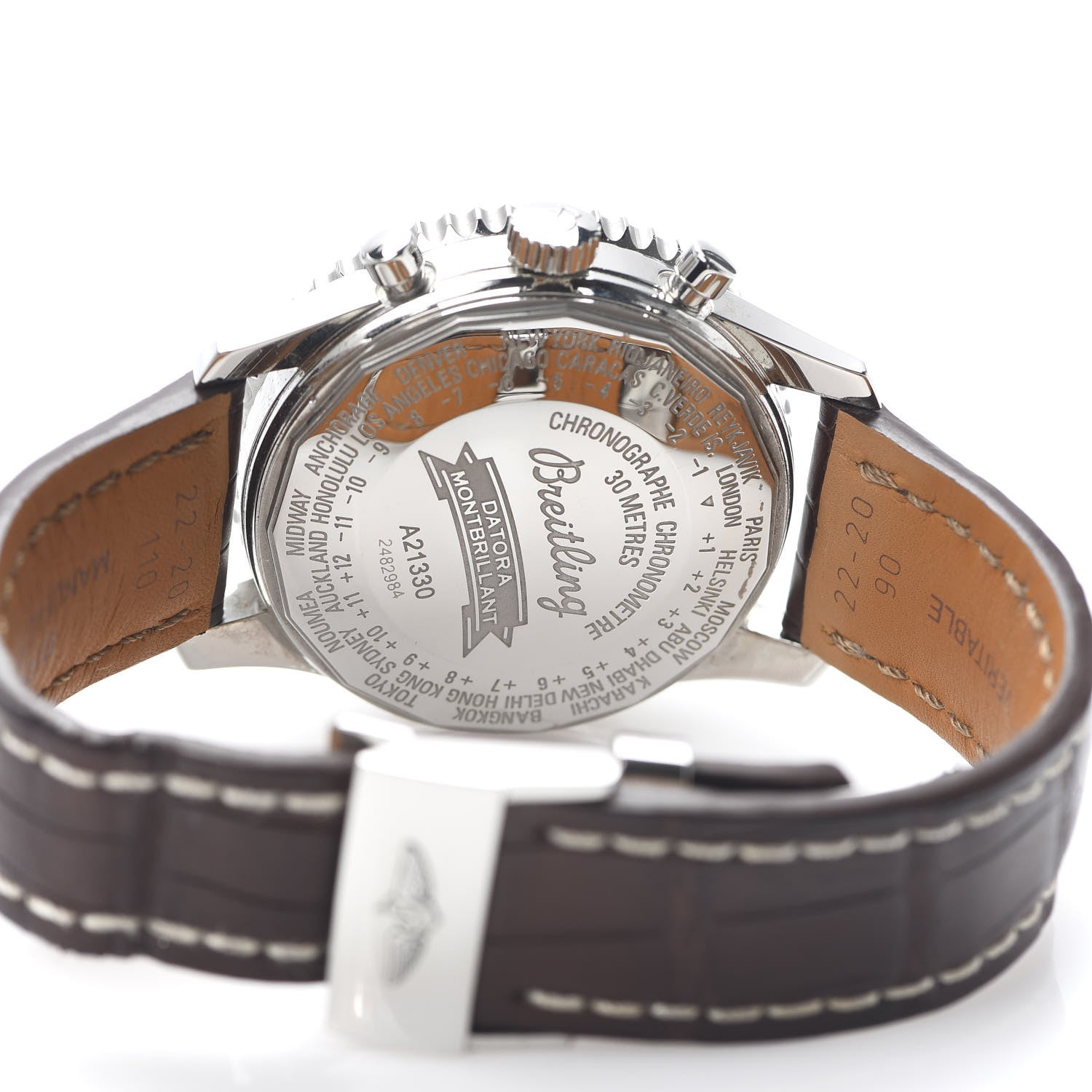 Breitling Stainless Steel Alligator 43mm Navitimer Montbrilliant Datora Automatic Watch Brown A21330 5 of 7