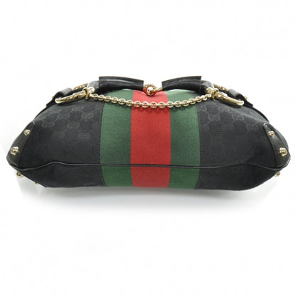 Gucci Monogram Large Horsebit Web Hobo Black 4 of 10