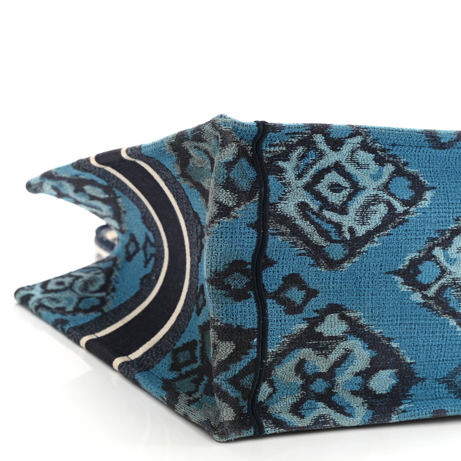 Christian Dior Canvas Embroidered Paisley Medium Book Tote Blue Multicolor 5 of 10