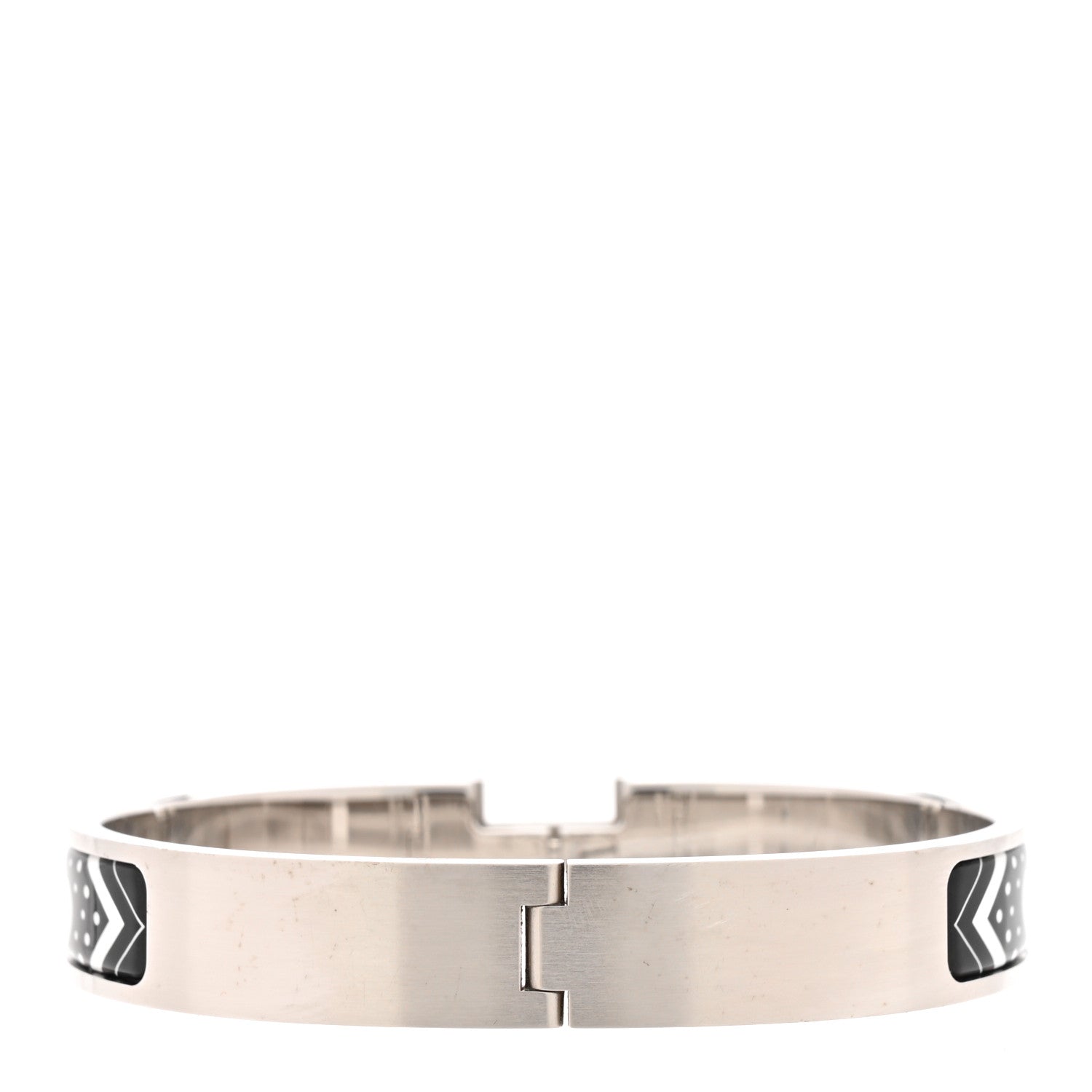 Hermes Bandana Enamel Narrow Clic Clac H Bracelet GM Black White 3 of 4