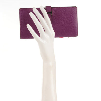 Hermes Chevre Mysore Bearn Gusset Wallet Cyclamen 2 of 15