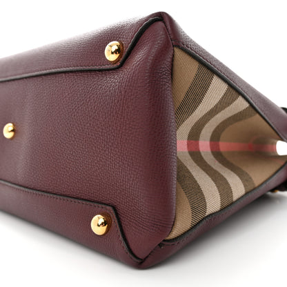 Burberry Derby Calfskin House Check Medium Banner Tote Mahogany Red 11 of 13