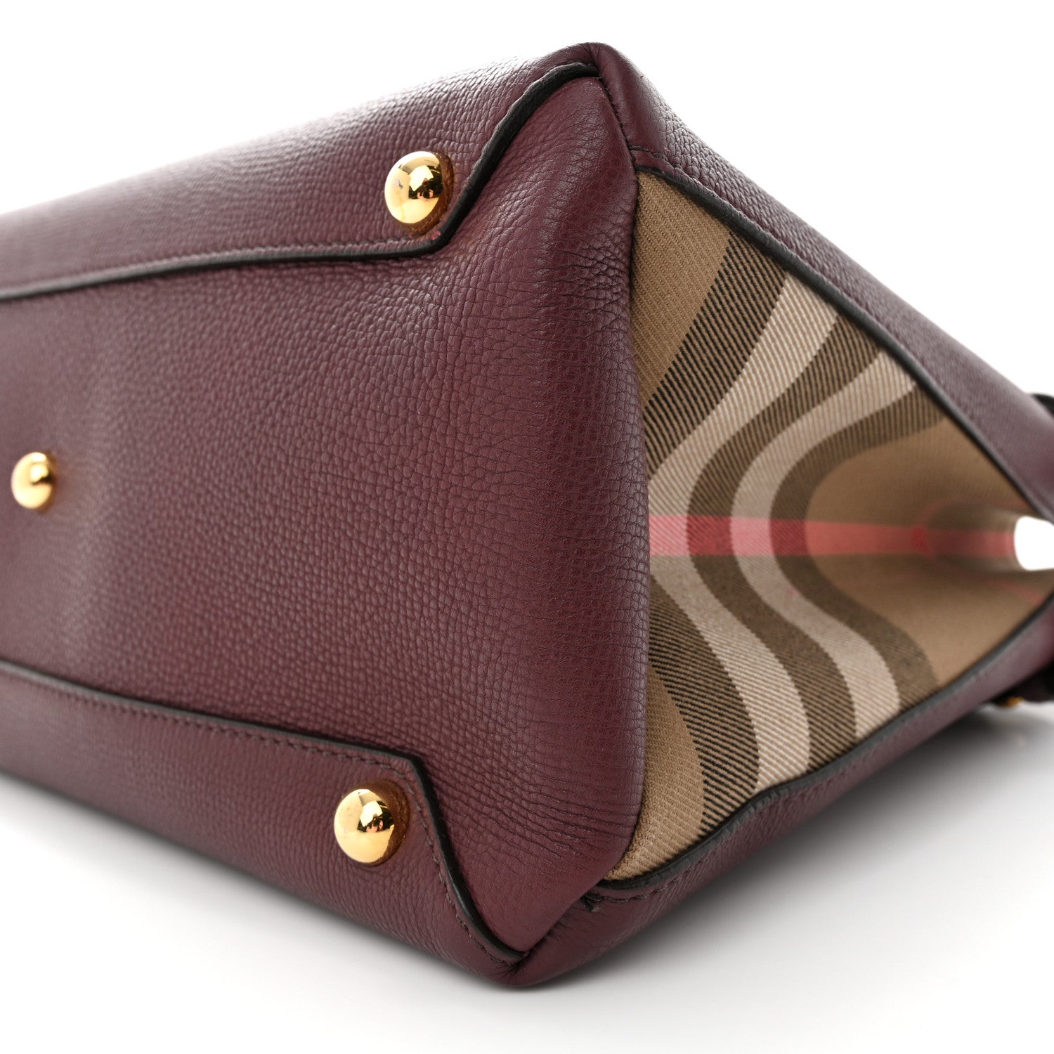 Burberry Derby Calfskin House Check Medium Banner Tote Mahogany Red 11 of 13