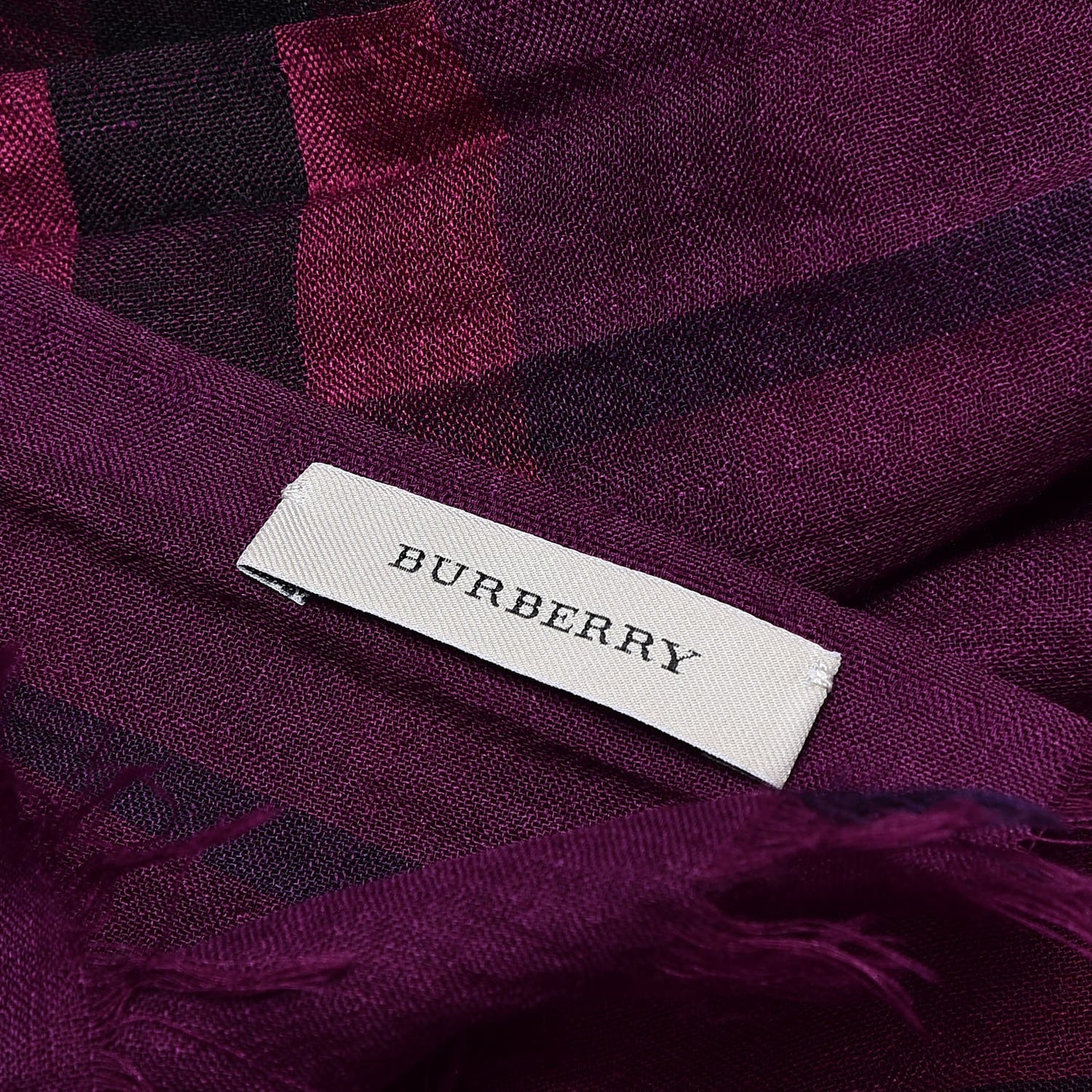 Wool Silk Giant Check Gauze Scarf Fritillary Pink