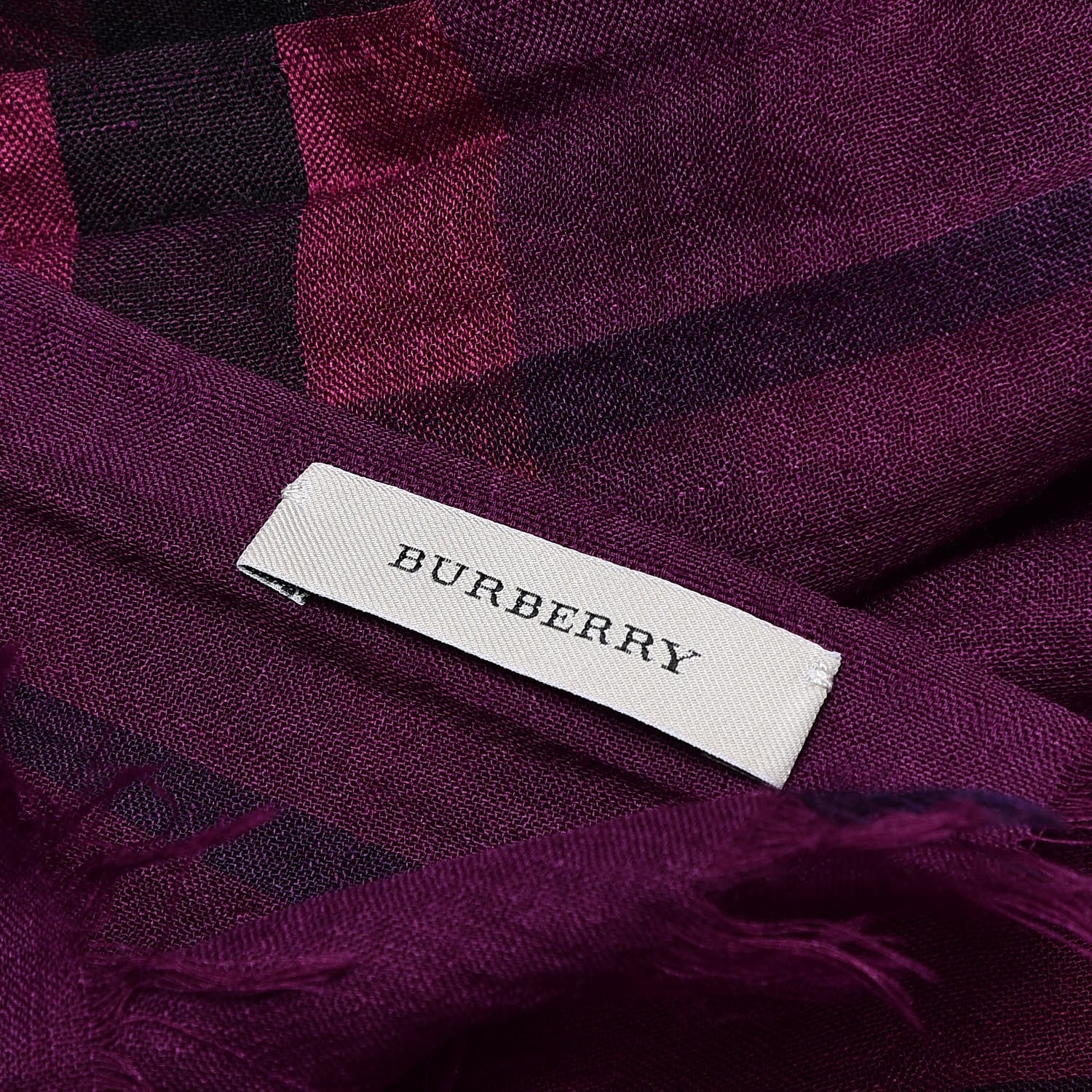 Burberry Wool Silk Giant Check Gauze Scarf Fritillary Pink 4 of 4