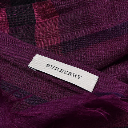 Burberry Wool Silk Giant Check Gauze Scarf Fritillary Pink 4 of 4