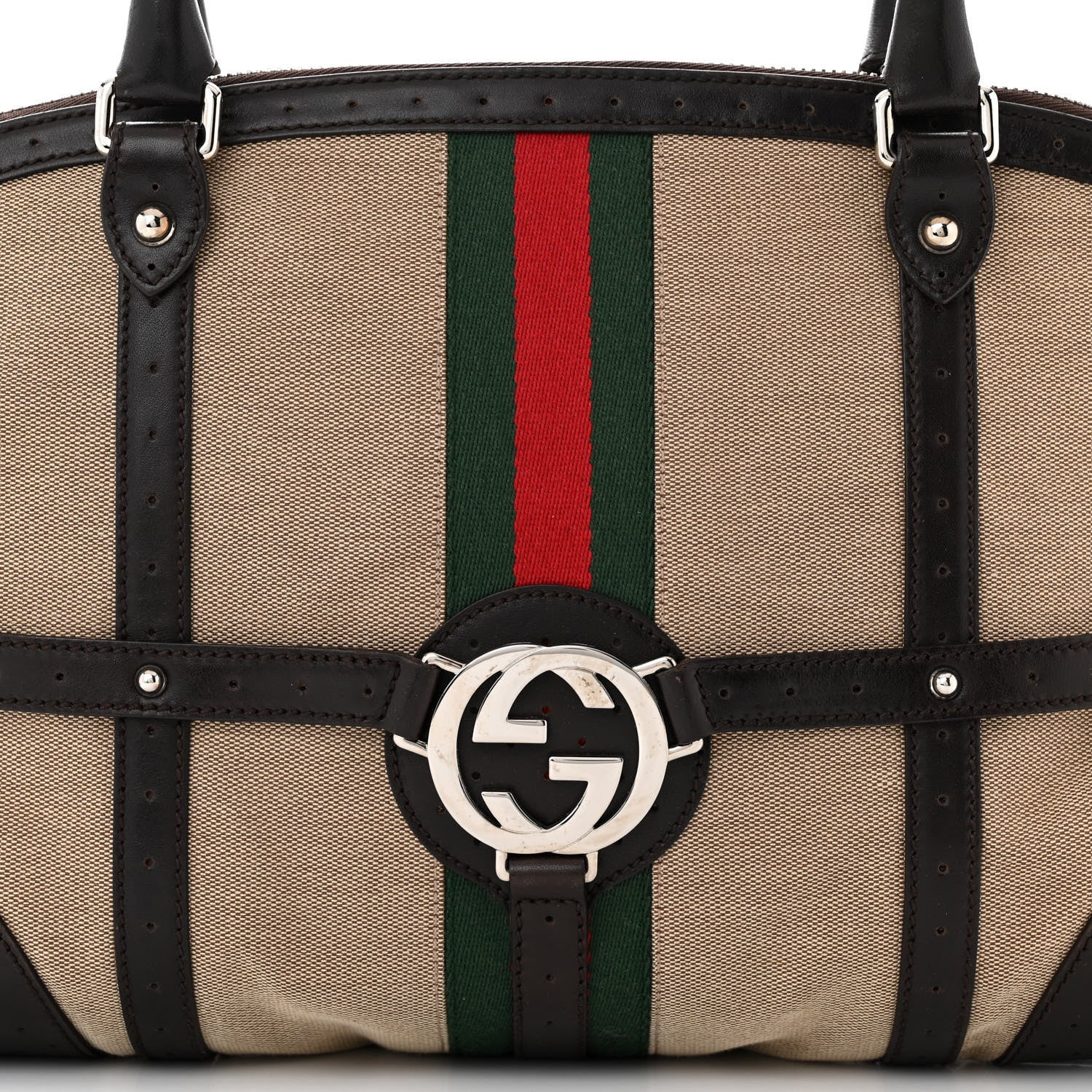 Gucci Canvas Web GG Reins Shoulder Bag Brown 8 of 14