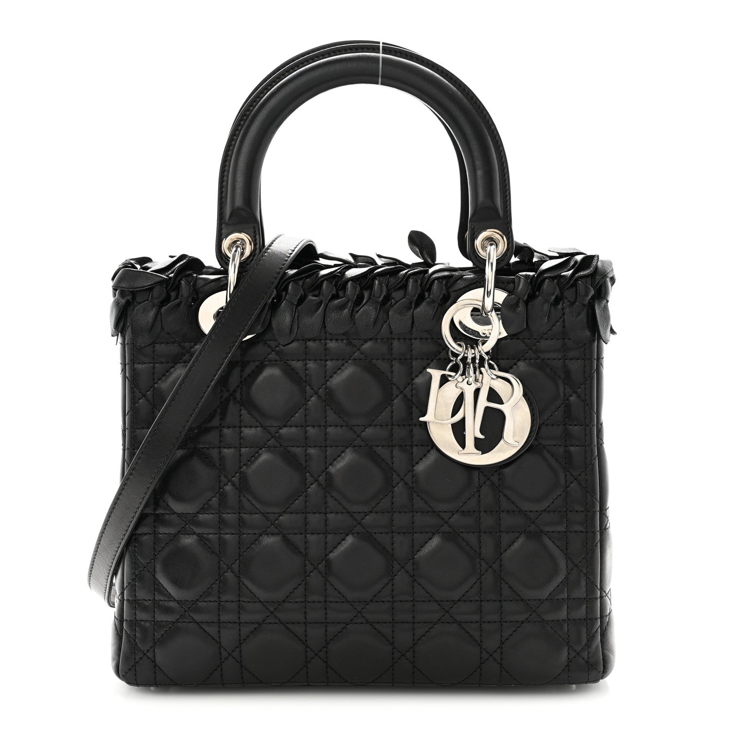 Christian Dior Lambskin Cannage Bow Medium Lady Dior Black 1 of 14