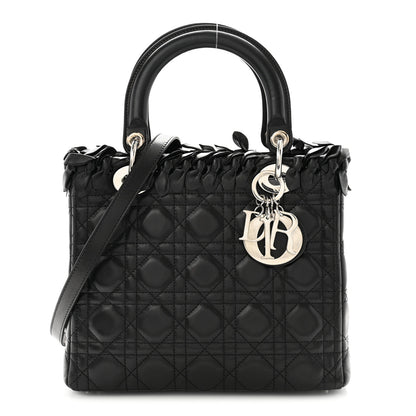 Christian Dior Lambskin Cannage Bow Medium Lady Dior Black 1 of 14