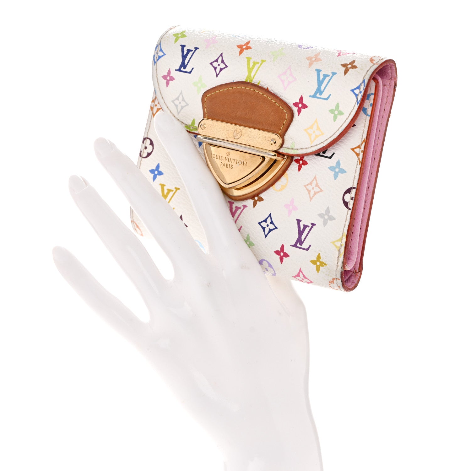 Louis Vuitton Monogram Multicolor Joey Wallet White Litchi 2 of 11