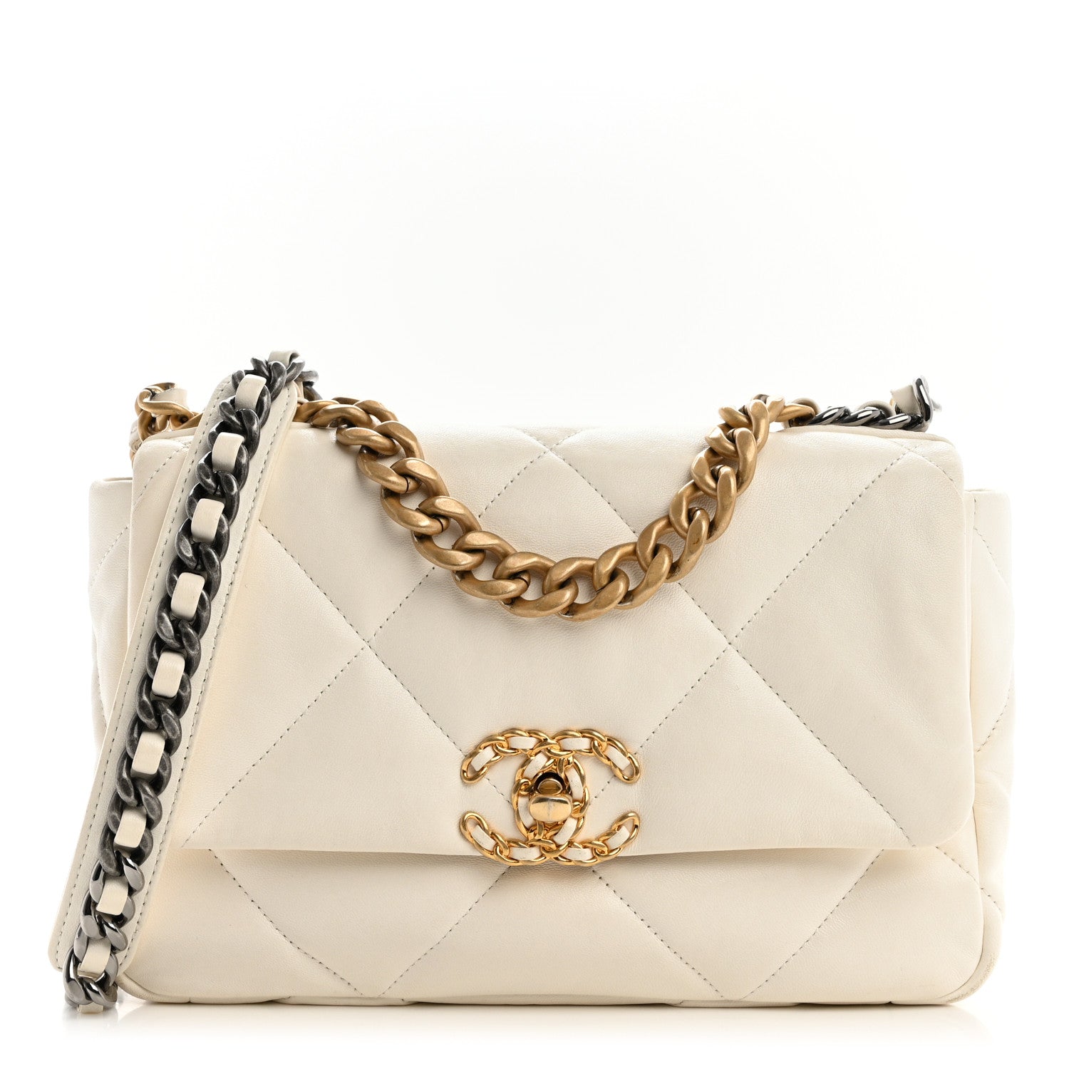 Chanel Lambskin Quilted Medium Chanel 19 Flap White 1 of 11