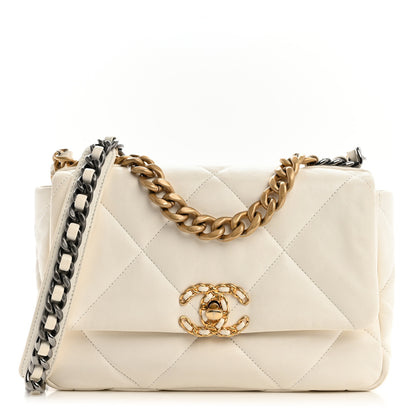 Chanel Lambskin Quilted Medium Chanel 19 Flap White 1 of 11
