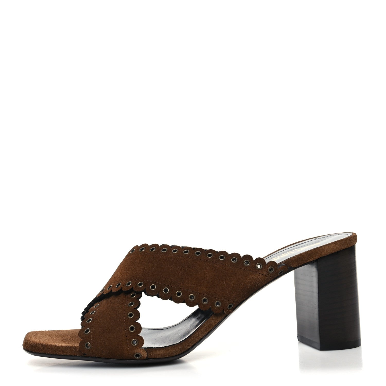 Saint Laurent Suede Eyelet LouLou 70 Mules 41 Land 1 of 9