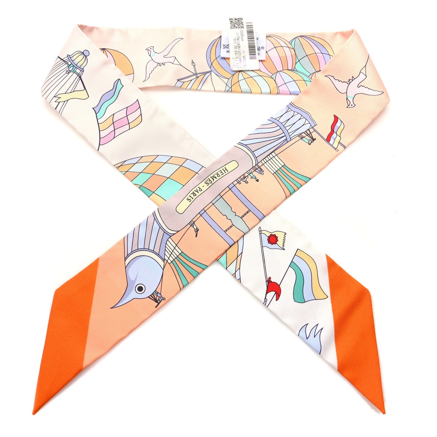 Hermes Silk Les Folies Du Ciel Twilly Abricot Vert Multicolor 1 of 4