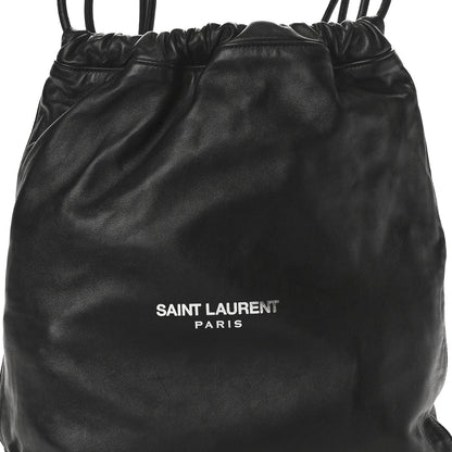 Saint Laurent Lambskin Teddy Drawstring Bag Black 9 of 10
