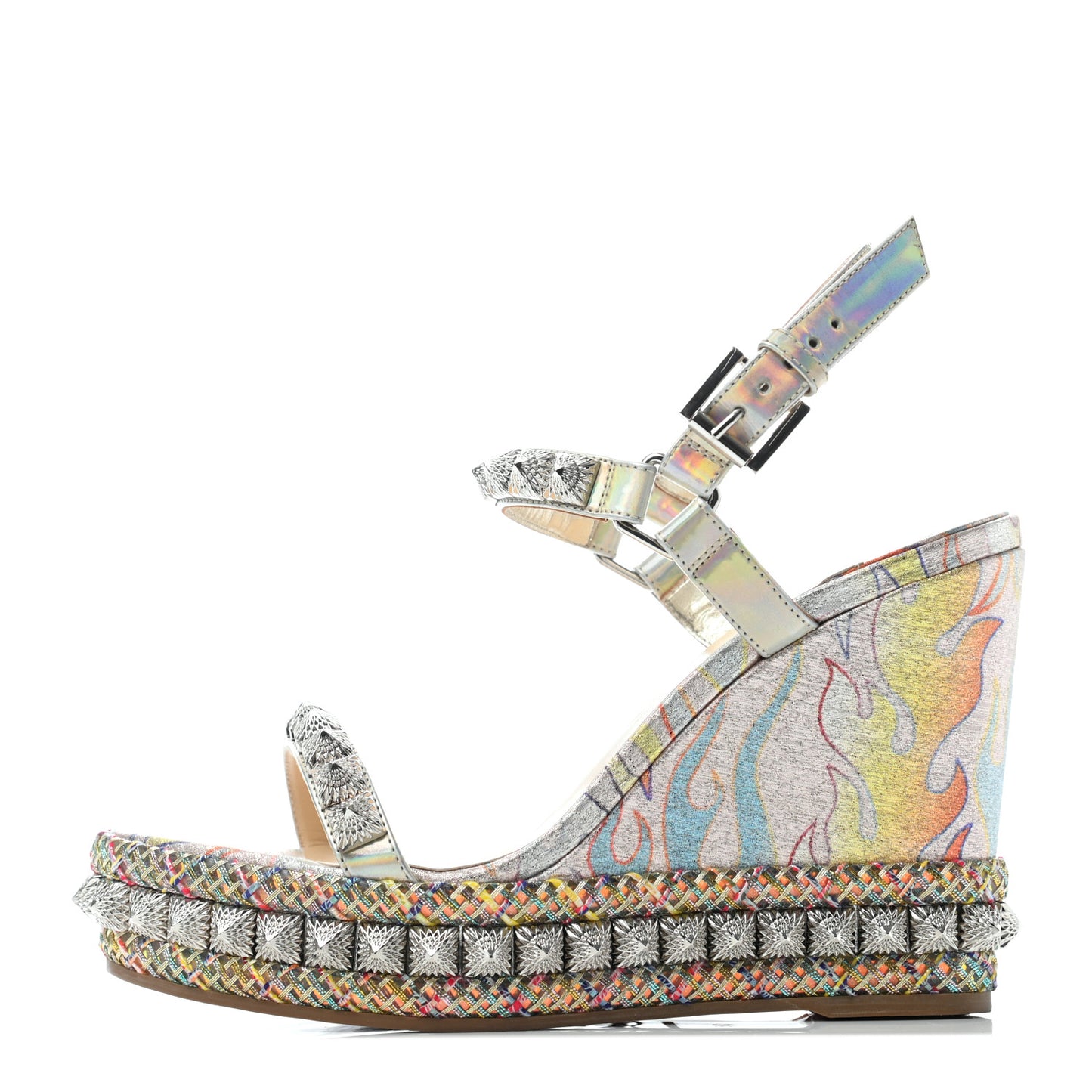 Lurex Flame Pira Ryad 110 Wedge Sandals 38 Platine Multicolor