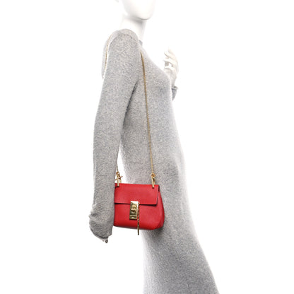 Chloe Grained Lambskin Mini Drew Shoulder Bag Plaid Red 2 of 9