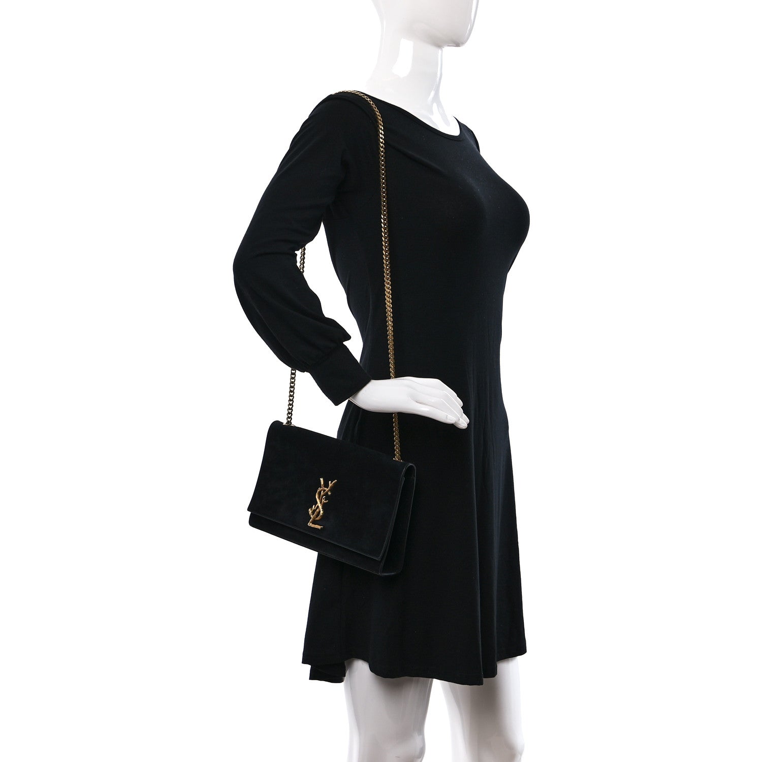Saint Laurent Suede Medium Classic Monogram Kate Satchel Black 2 of 11
