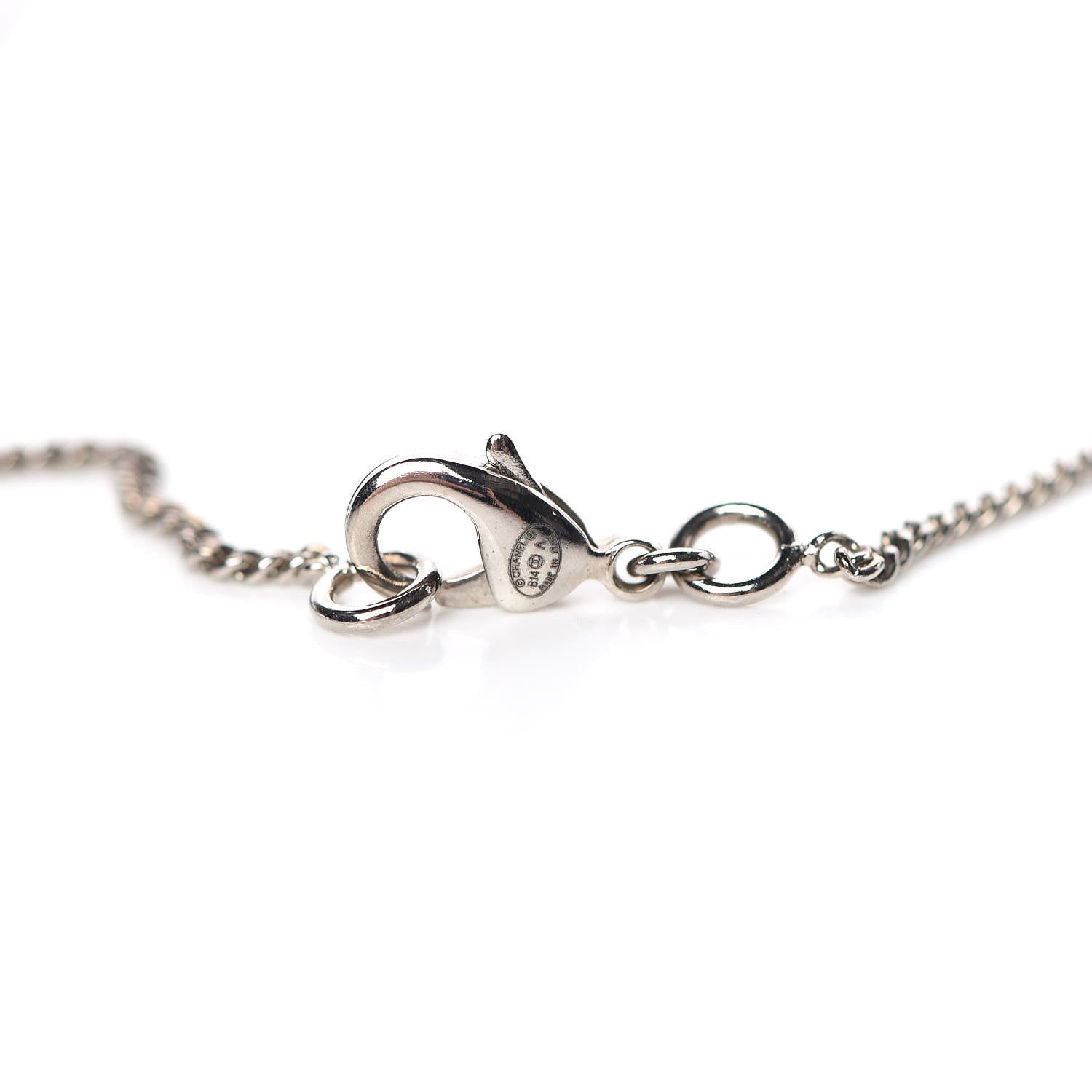 Chanel Baguette Crystal Pearl CC Lariat Necklace Silver 6 of 6