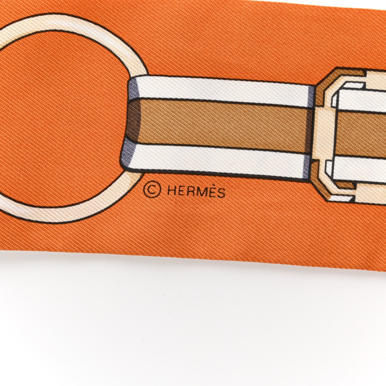 Hermes Silk Grand Tralala Twilly Creme Roux Corail 4 of 4