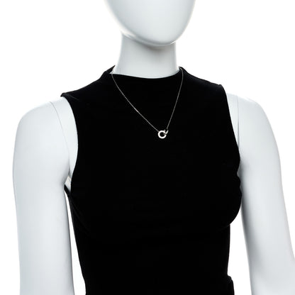Cartier 18K White Gold Diamond Interlocking LOVE Paved Necklace 3 of 9