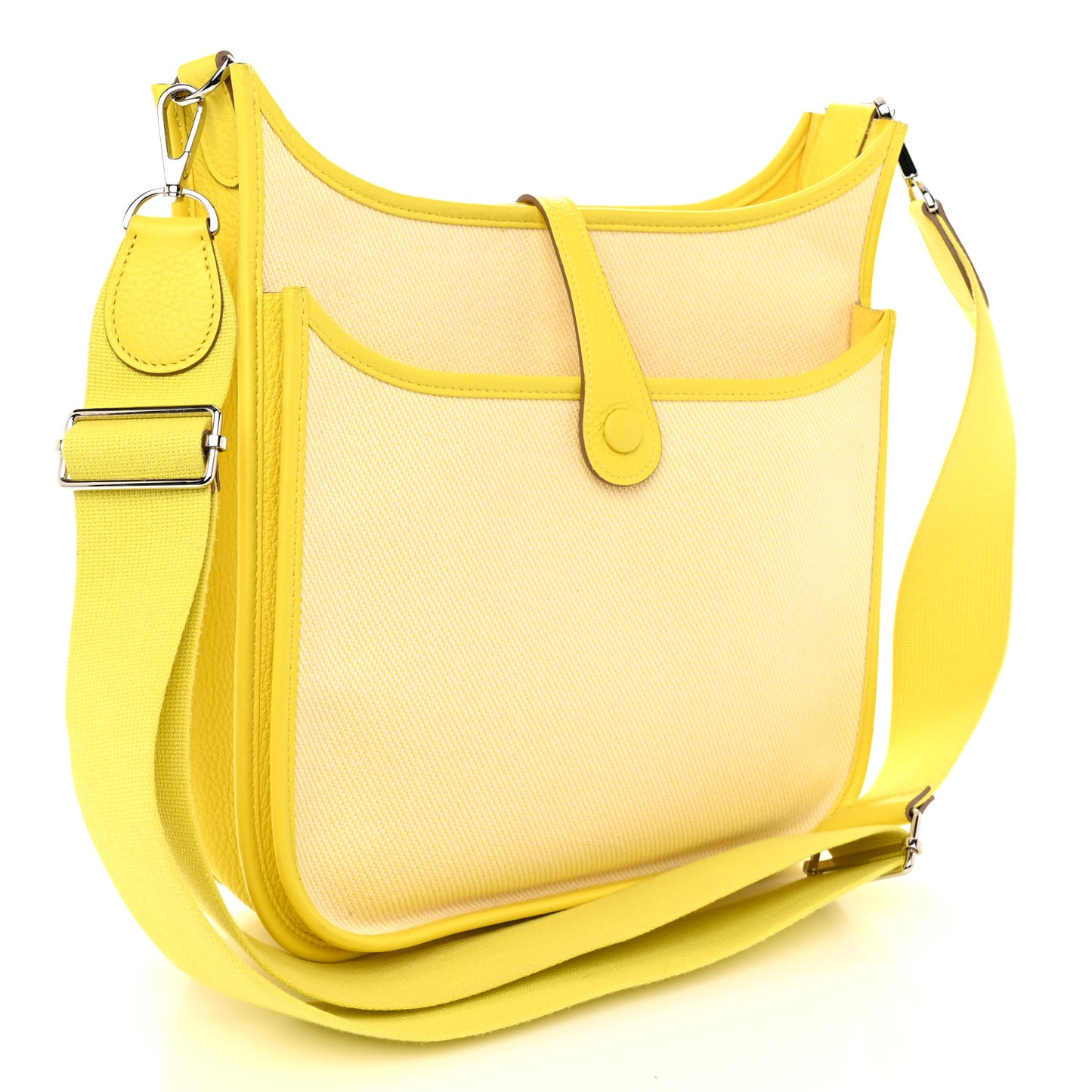 Toile H Taurillon Clemence Evelyne III PM Ecru Citron Lime