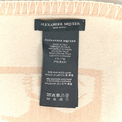 Alexander McQueen Wool Cashmere Roses Skull Blanket Ivory Havana Beige 3 of 3
