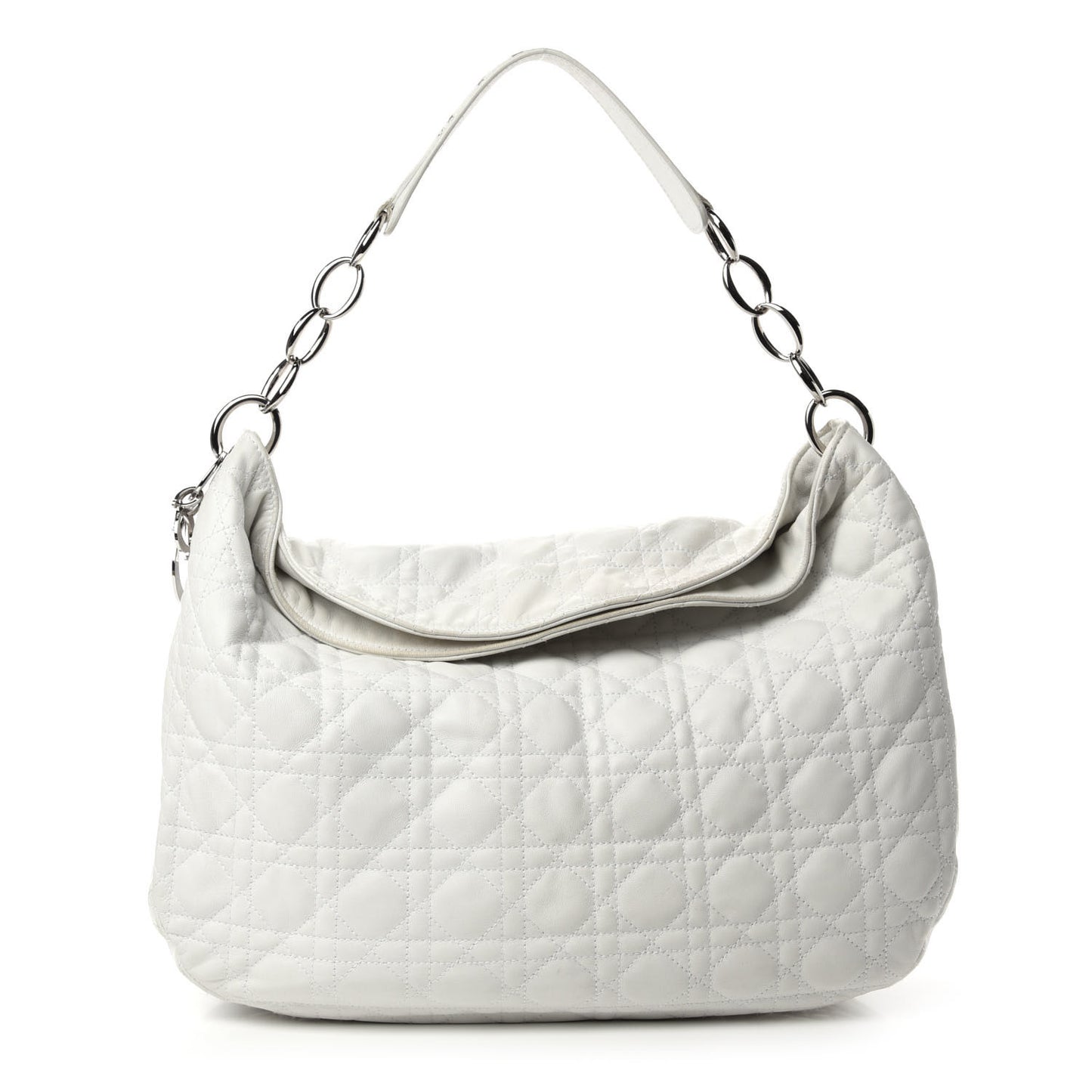 Lambskin Cannage Medium Dior Soft Hobo White