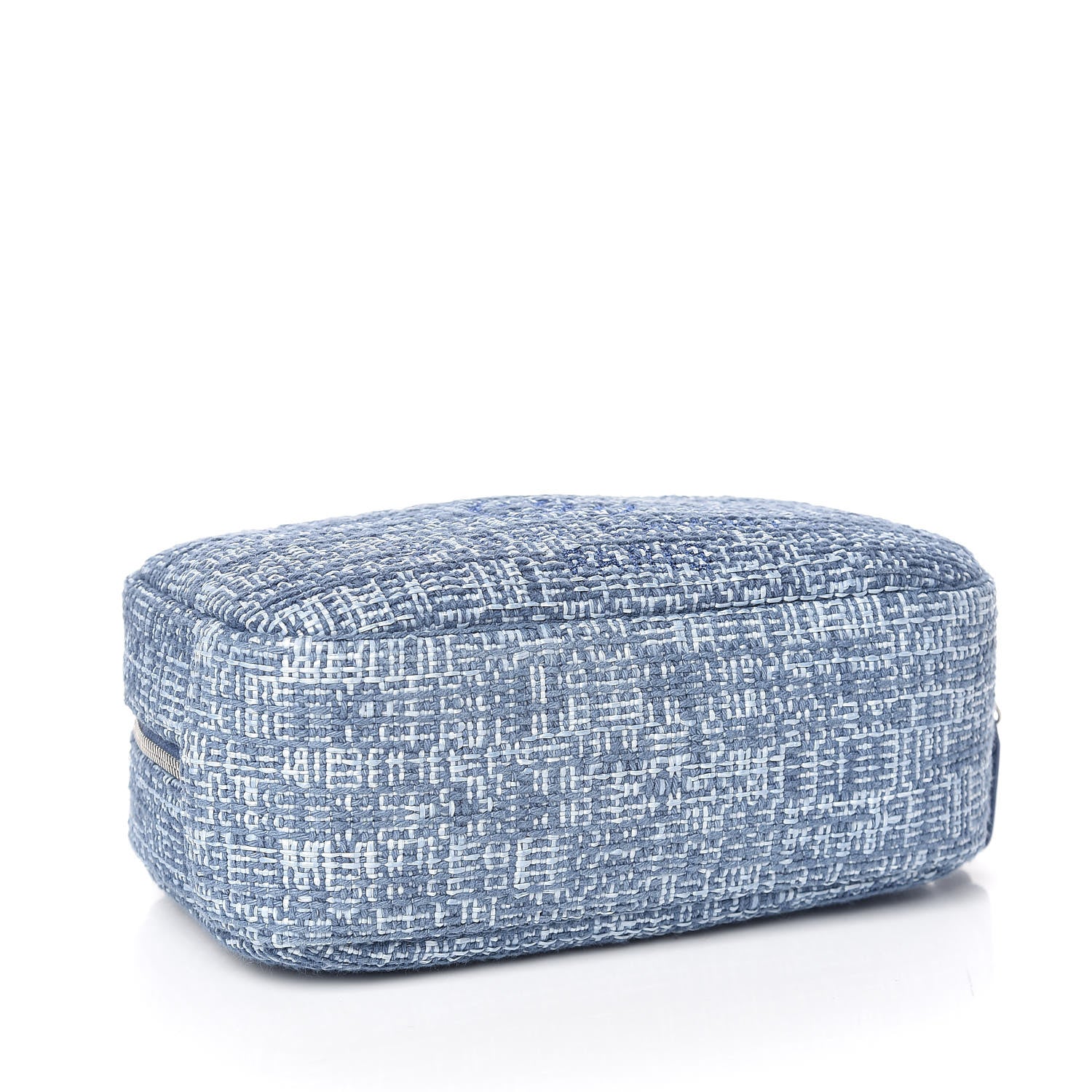 Chanel Woven Straw Raffia Deauville Cosmetic Pouch Blue 4 of 10