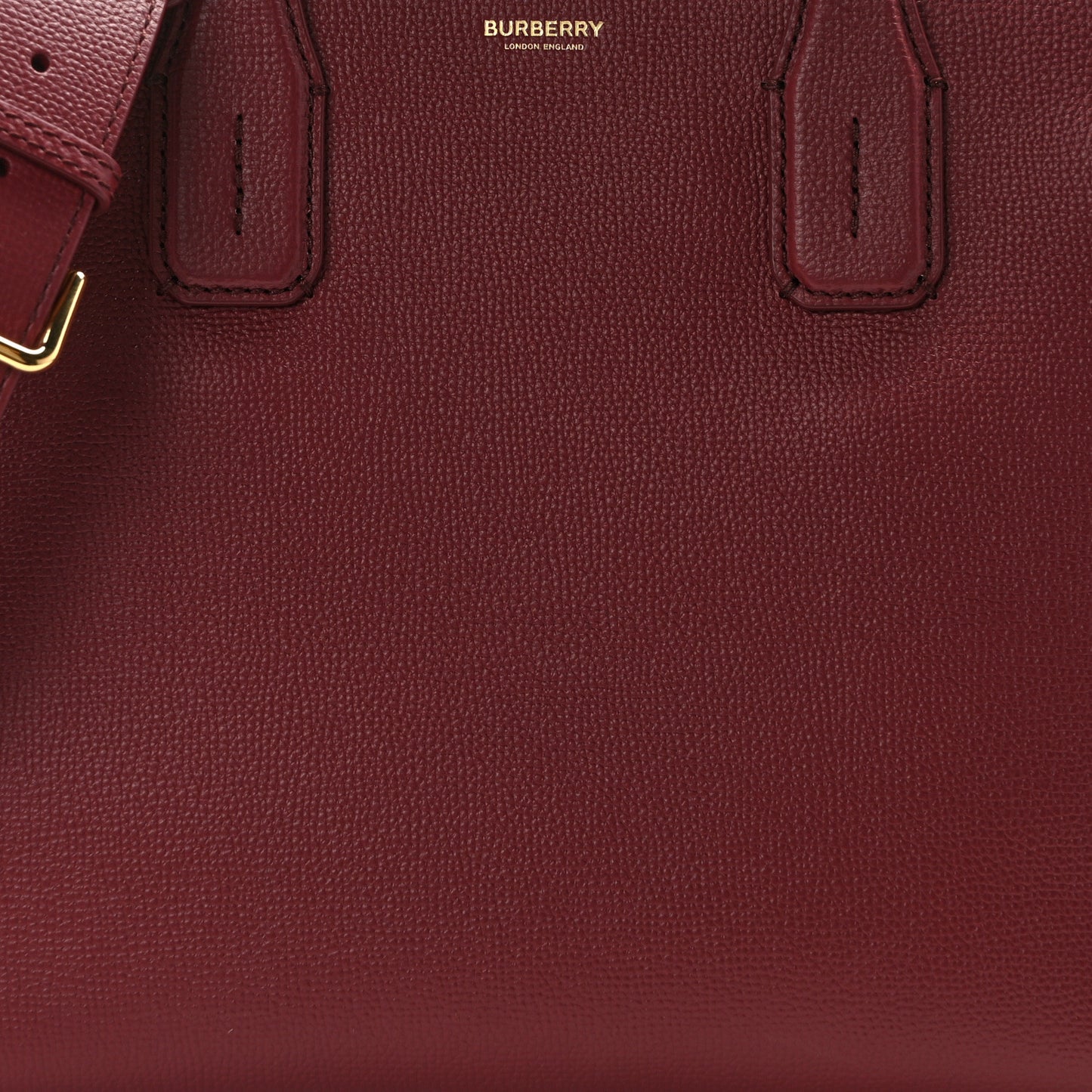 Grainy Calfskin House Check Medium Banner Tote Mahogany Red