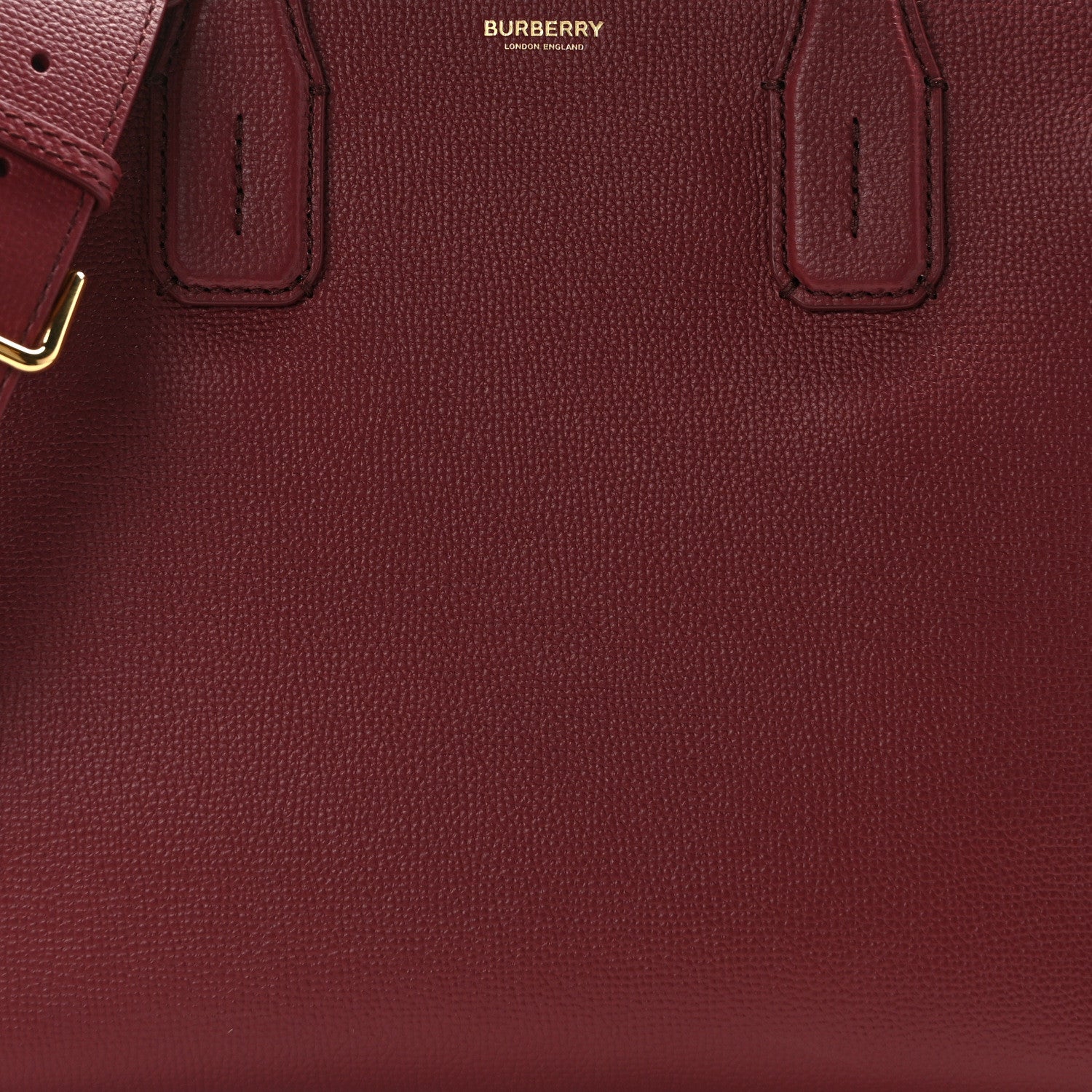 Burberry Grainy Calfskin House Check Medium Banner Tote Mahogany Red 8 of 11