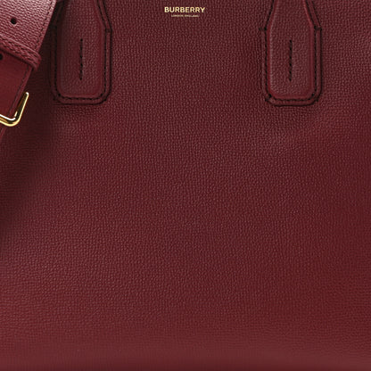 Burberry Grainy Calfskin House Check Medium Banner Tote Mahogany Red 8 of 11