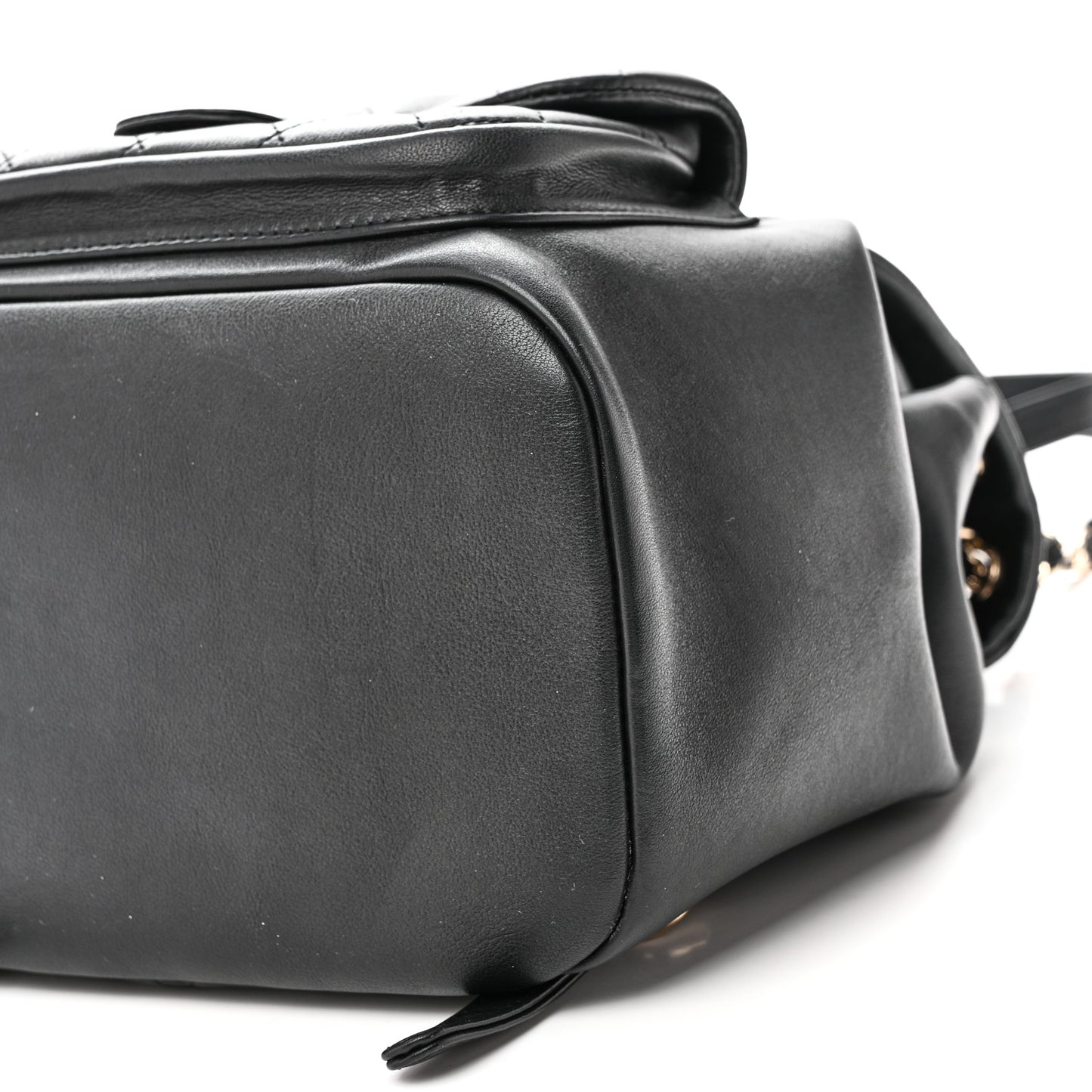 Lambskin Quilted Large Duma Drawstring Backpack Black